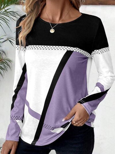 Load image into Gallery viewer, Contrast Round Neck Long Sleeve T-Shirt
