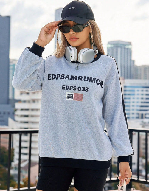 Load image into Gallery viewer, Letter Round Neck Long Sleeve Sweatshirt
