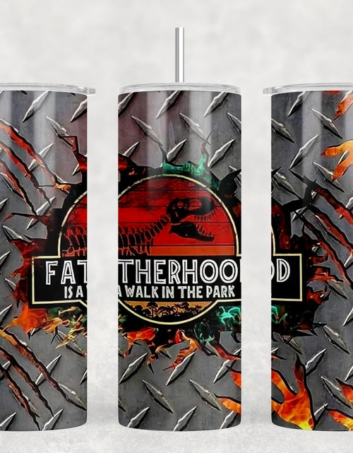 Load image into Gallery viewer, Fatherhood Is A Walk In The Park - 20 oz Steel Skinny Tumbler - Optional Blue Tooth Speaker - Speaker Color will Vary by Rowdy Ridge Co
