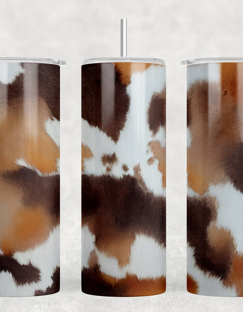 Load image into Gallery viewer, faux cowhide - 20 oz Steel Skinny Tumbler - Optional Blue Tooth Speaker - Speaker Color will Vary by Rowdy Ridge Co

