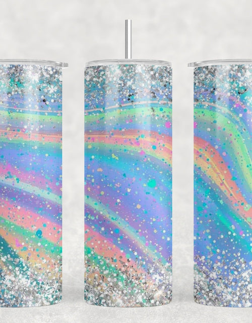 Load image into Gallery viewer, faux glitter Swirl|Skinny Tumbler|Optional Bluetooth Speaker| Speaker Color Varies by Rowdy Ridge Co
