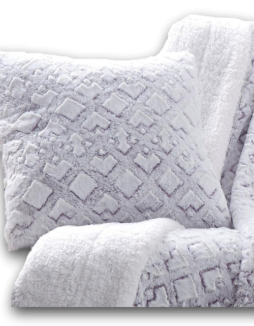 Load image into Gallery viewer, DaDa Bedding Dreamy Milky Way White &amp; Purple Embossed Faux Fur Euro Throw Pillow Cover (M3395) by DaDa Bedding Collection
