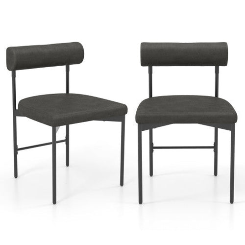 Load image into Gallery viewer, Faux Leather Upholstered Kitchen Side Chair Set of 2 with Curved and Padded Backrest-Gray
