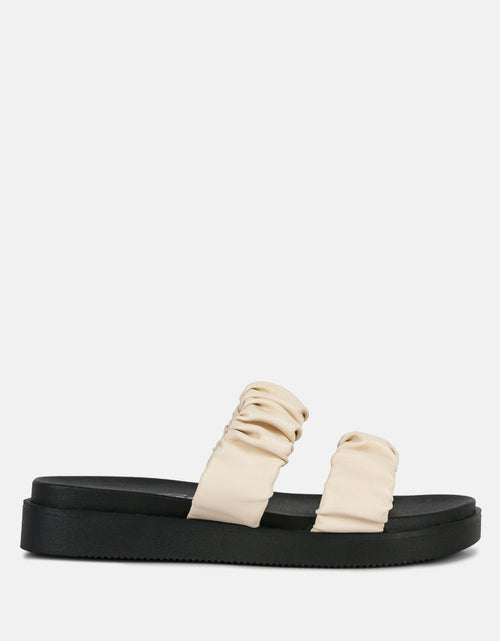 Load image into Gallery viewer, faux leather ruched strap platform sandals by London Rag
