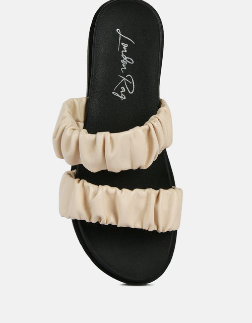 Load image into Gallery viewer, faux leather ruched strap platform sandals by London Rag
