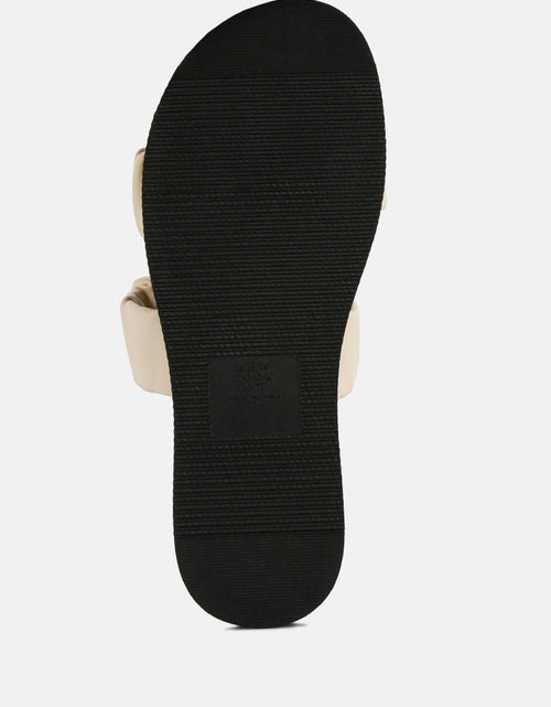 Load image into Gallery viewer, faux leather ruched strap platform sandals by London Rag
