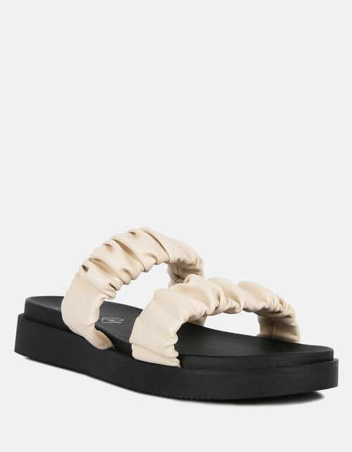 Load image into Gallery viewer, faux leather ruched strap platform sandals by London Rag
