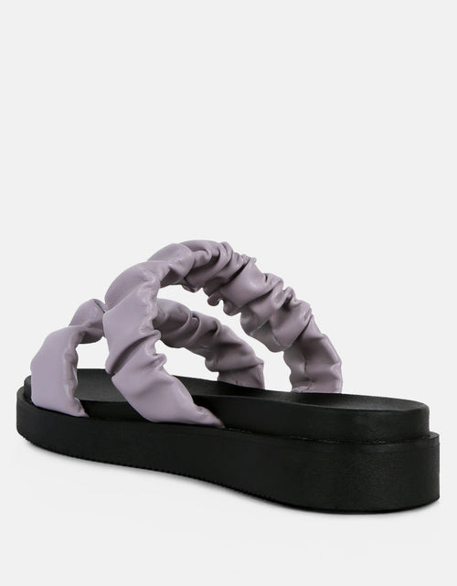Load image into Gallery viewer, faux leather ruched strap platform sandals by London Rag
