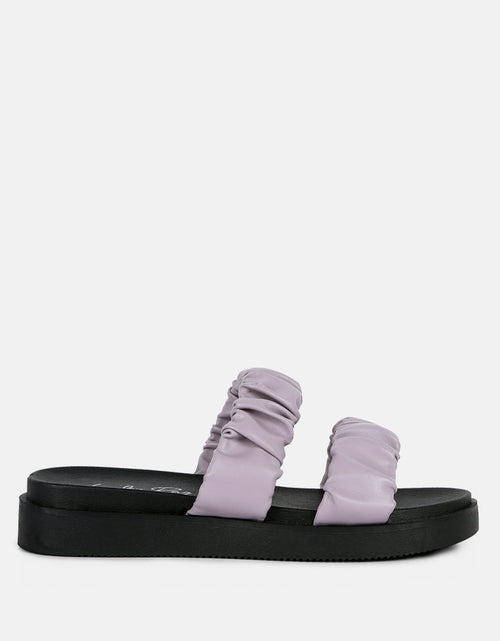 Load image into Gallery viewer, faux leather ruched strap platform sandals by London Rag
