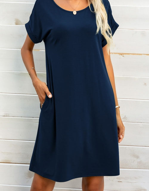 Load image into Gallery viewer, Scoop Neck Short Sleeve Pocket Dress
