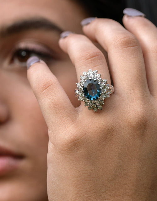 Load image into Gallery viewer, Vintage Women's Austrian Crystal Cocktail Ring 18k Gold Electroplated Birthstone Ring for Women by PVD Vintage Jewelry
