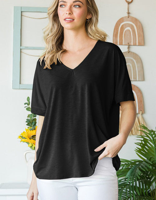 Load image into Gallery viewer, Heimish Full Size V-Neck Short Sleeve T-Shirt
