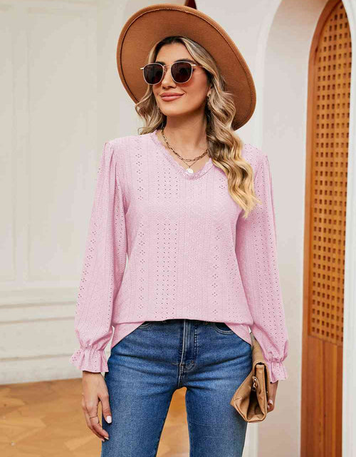 Load image into Gallery viewer, V-Neck Flounce Sleeve Blouse
