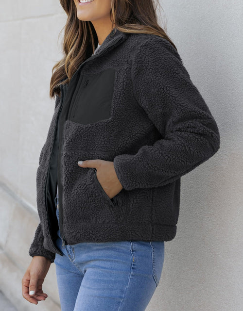 Load image into Gallery viewer, Zip Up Long Sleeve Plush Jacket
