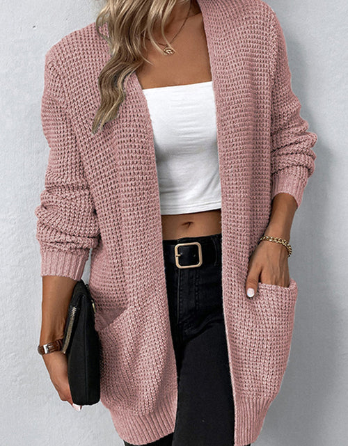 Load image into Gallery viewer, Rib-Knit Open Front Pocketed Cardigan
