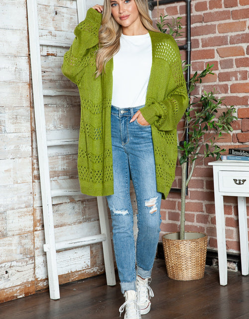 Load image into Gallery viewer, Openwork Open Front Long Sleeve Cardigan
