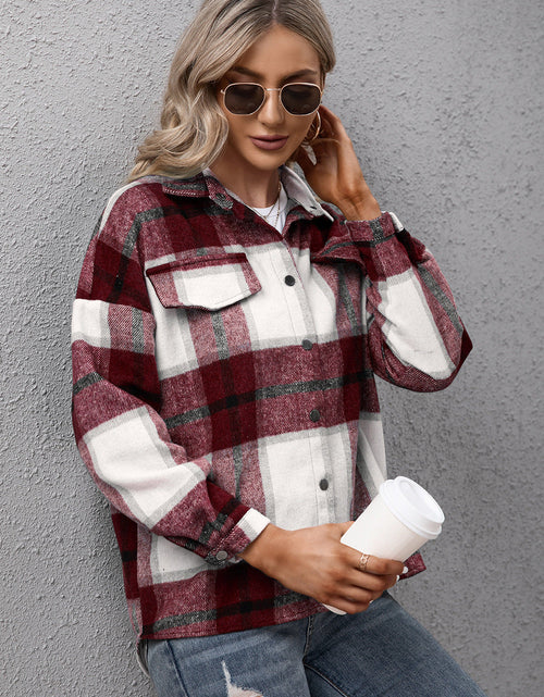Load image into Gallery viewer, Ivy Lane Plaid Long Sleeve Shirt Jacket
