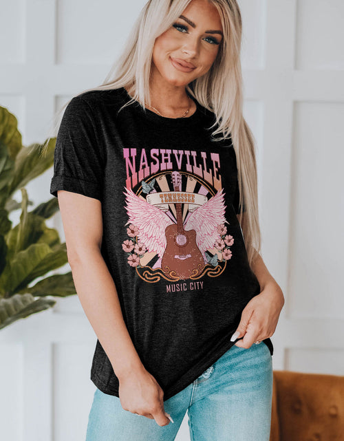 Load image into Gallery viewer, NASHVILLE TENNESSEE MUSIC CITY Graphic Round Neck Tee
