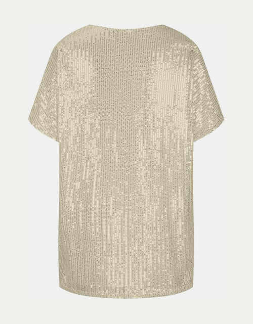 Load image into Gallery viewer, Full Size Sequin V-Neck Short Sleeve Top
