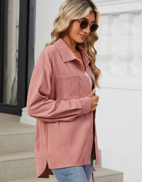 Load image into Gallery viewer, Button Up Dropped Shoulder Long Sleeve Outerwear
