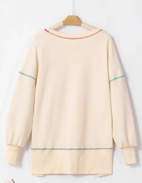 Load image into Gallery viewer, Contrast Stitching Sequin Pumpkin Round Neck Long Sleeve Sweatshirt
