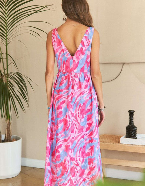 Load image into Gallery viewer, ADORA Abstract Floral V-Neck Maxi Dress
