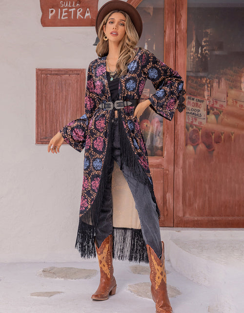 Load image into Gallery viewer, Fringe Open Front Long Sleeve Cardigan
