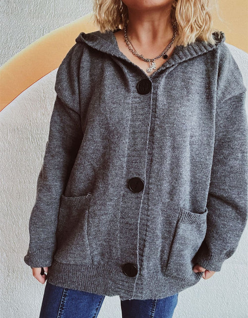 Load image into Gallery viewer, Dropped Shoulder Long Sleeve Hooded Cardigan
