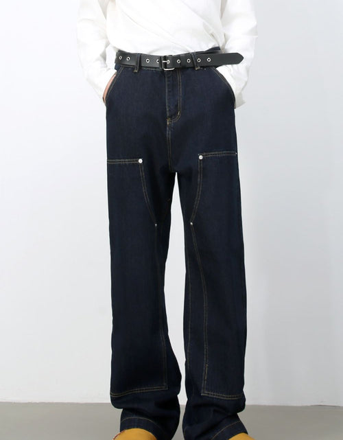 Load image into Gallery viewer, Men's Wide Straight Leg Jeans with Pockets
