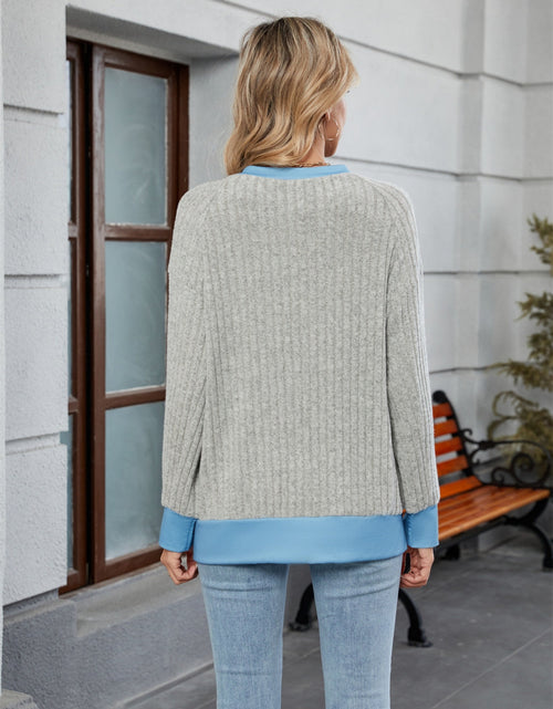 Load image into Gallery viewer, Contrast Trim Round Neck Long Sleeve T-Shirt
