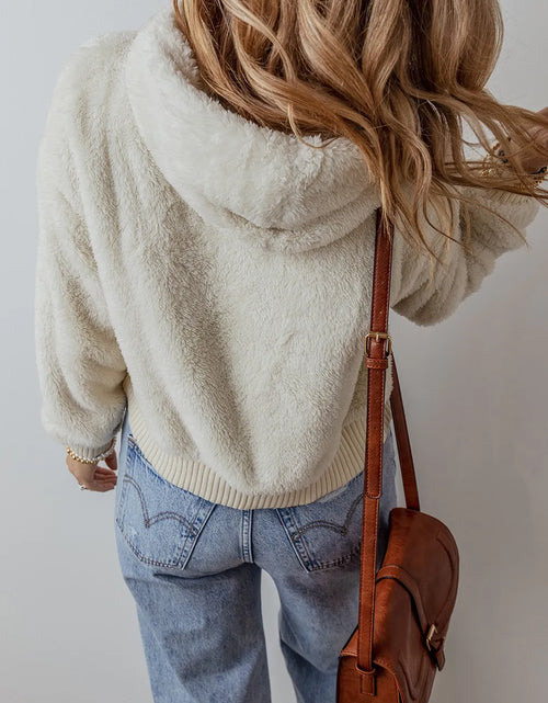 Load image into Gallery viewer, Fuzzy Dropped Shoulder Long Sleeve Hoodie
