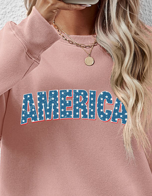 Load image into Gallery viewer, AMERICA Round Neck Dropped Shoulder Sweatshirt
