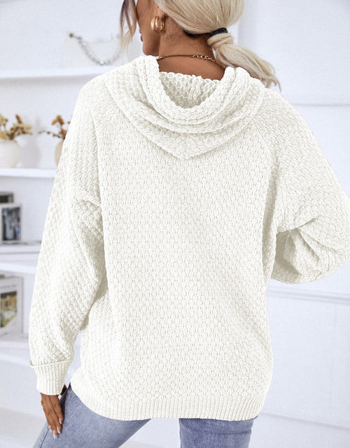Load image into Gallery viewer, Texture Drawstring Long Sleeve Hooded Sweater
