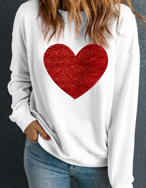 Load image into Gallery viewer, Valentine’s Day Heart Round Neck Long Sleeve Sweatshirt
