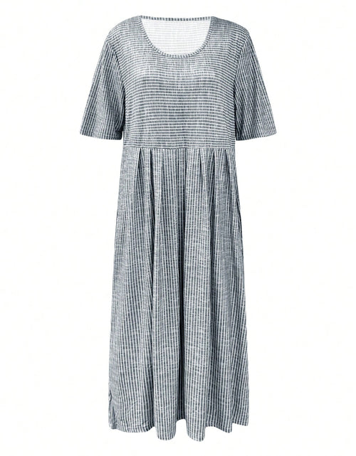 Load image into Gallery viewer, Striped Round Neck Short Sleeve Midi Dress
