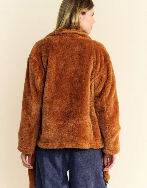 Load image into Gallery viewer, Davi &amp; Dani Fuzzy Zip Up Collared Neck Jacket
