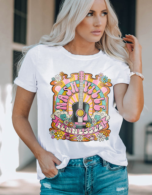 Load image into Gallery viewer, Graphic Round Neck Short Sleeve T-Shirt
