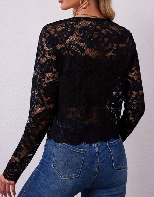Load image into Gallery viewer, Lace Open Front Long Sleeve Jacket
