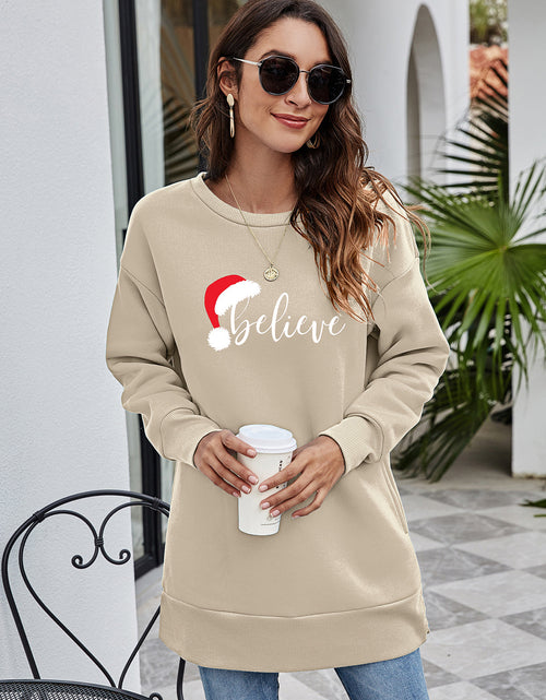 Load image into Gallery viewer, BELIEVE Graphic Tunic Sweatshirt
