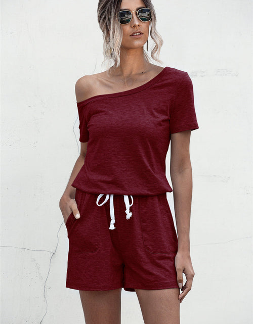 Load image into Gallery viewer, One Shoulder Tie Waist Romper

