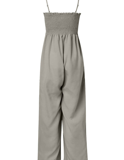 Load image into Gallery viewer, Smocked Spaghetti Strap Wide Leg Jumpsuit
