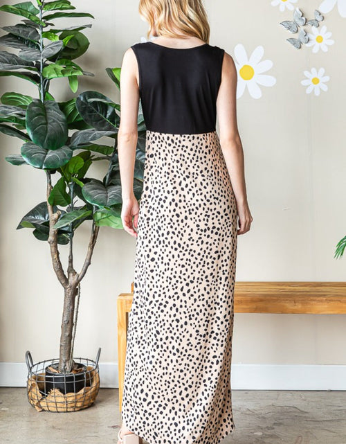 Load image into Gallery viewer, Heimish Full Size Slit Animal Print V-Neck Wide Strap Dress
