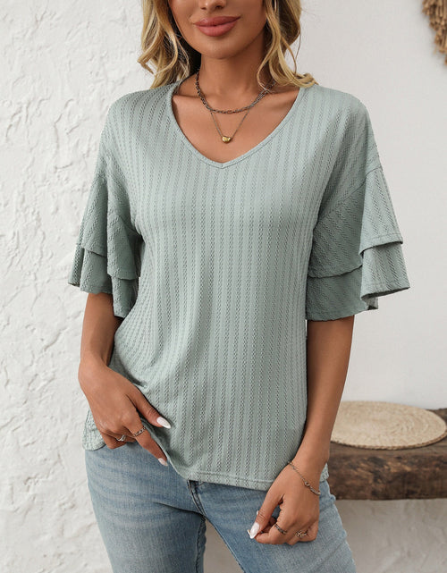 Load image into Gallery viewer, Mandy V-Neck Ruffle Half Sleeve Top
