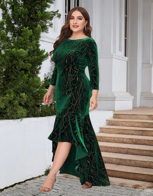 Load image into Gallery viewer, Plus Size Ruffle Hem High-Low Dress

