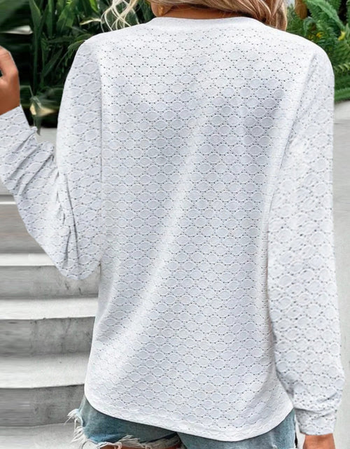 Load image into Gallery viewer, Eyelet Notched Long Sleeve T-Shirt
