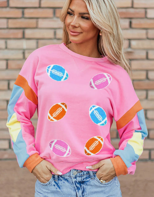 Load image into Gallery viewer, Contrast Football Long Sleeve Sweatshirt
