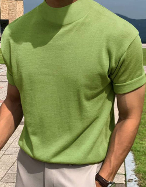 Load image into Gallery viewer, Men's Full Size Mock Neck Short Sleeve T-Shirt Plus Size

