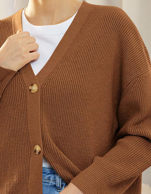 Load image into Gallery viewer, Button Down V-Neck Long Sleeve Cardigan
