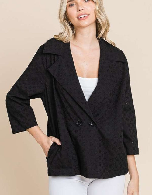 Load image into Gallery viewer, Culture Code Double Breasted Eyelet Jacket with Pockets
