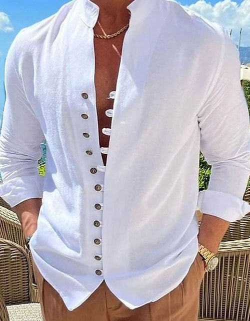 Load image into Gallery viewer, Men's Full Size Button Front Long Sleeve Shirt Plus Size

